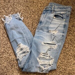 American Eagle Outfitters Ripped Light Blue Boyfriend Jeans